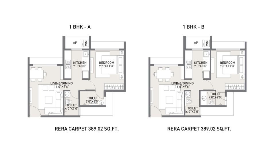 Raunak-Earth-Park-Floor-Plan-1 BHK- 389 Sqft
